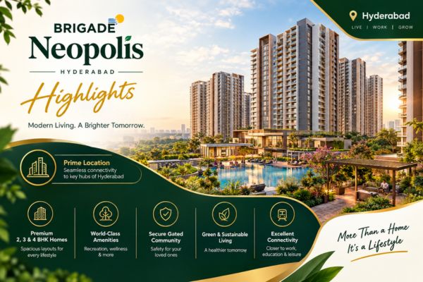 Brigade Neopolis highlights showing project towers and World Trade Center