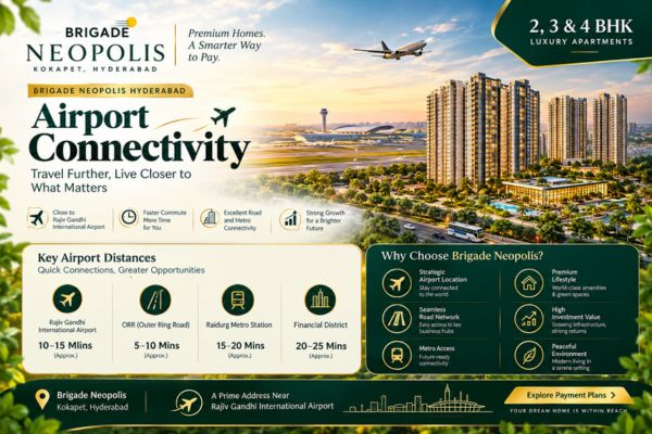Airport connectivity from Brigade Neopolis in Kokapet