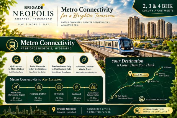 Metro connectivity for Brigade Neopolis in Kokapet